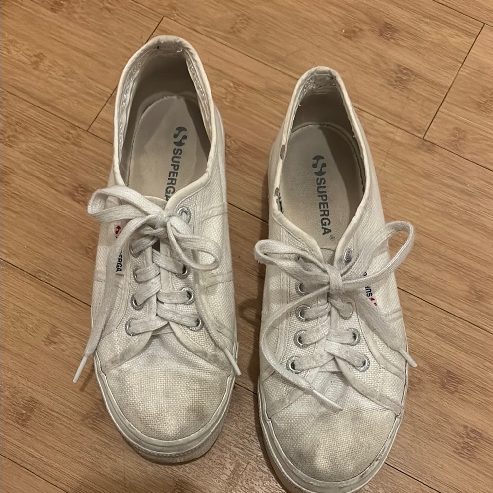 Superga White Classic Lace-Up Sneakers